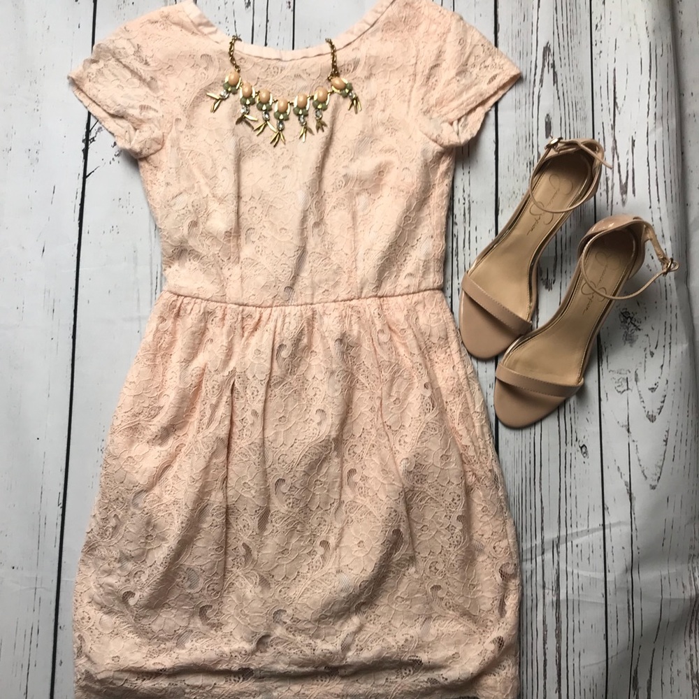 H&M Peach Lace Dress Sz 4